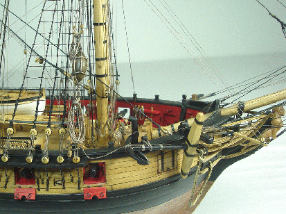 Bow view of Passaro model of the brig Syren 1803